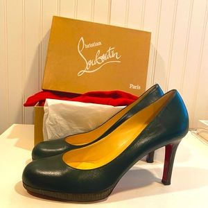 Stunning green and wood Christian Louboutin heels